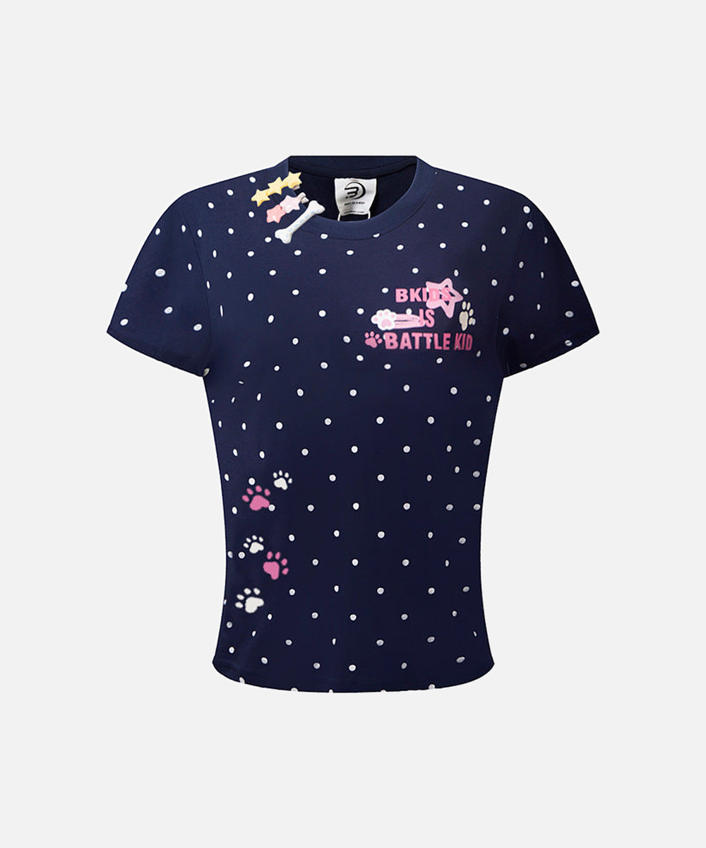 DAXUEN Polka dot graphic t-shirt with prints and decorative pins