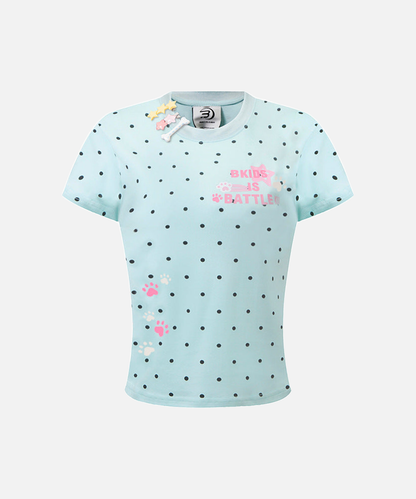 DAXUEN Polka dot graphic t-shirt with prints and decorative pins