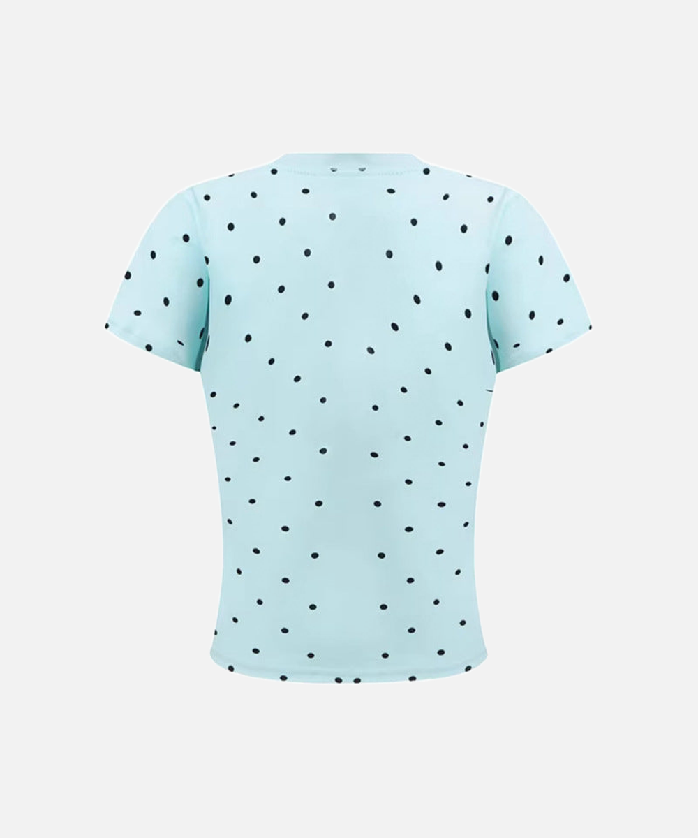 DAXUEN Polka dot graphic t-shirt with prints and decorative pins