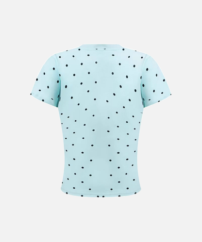 DAXUEN Polka dot graphic t-shirt with prints and decorative pins