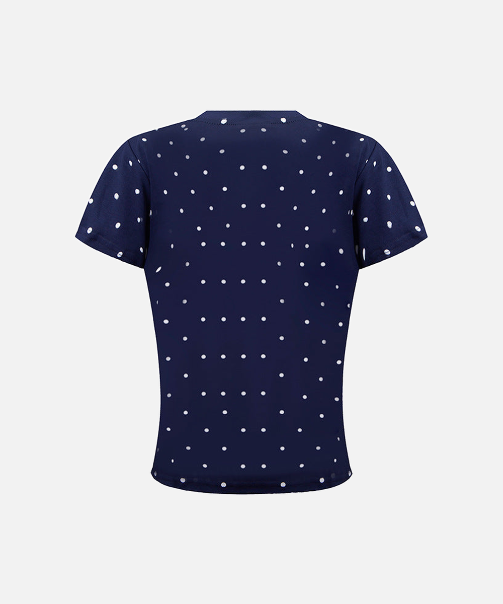DAXUEN Polka dot graphic t-shirt with prints and decorative pins