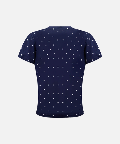 DAXUEN Polka dot graphic t-shirt with prints and decorative pins