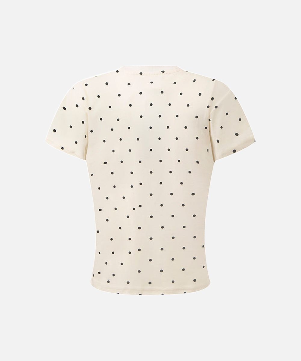 DAXUEN Polka dot graphic t-shirt with prints and decorative pins