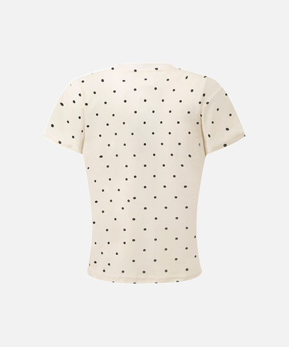 DAXUEN Polka dot graphic t-shirt with prints and decorative pins