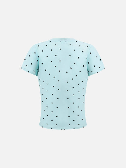 DAXUEN Polka dot graphic t-shirt with prints and decorative pins