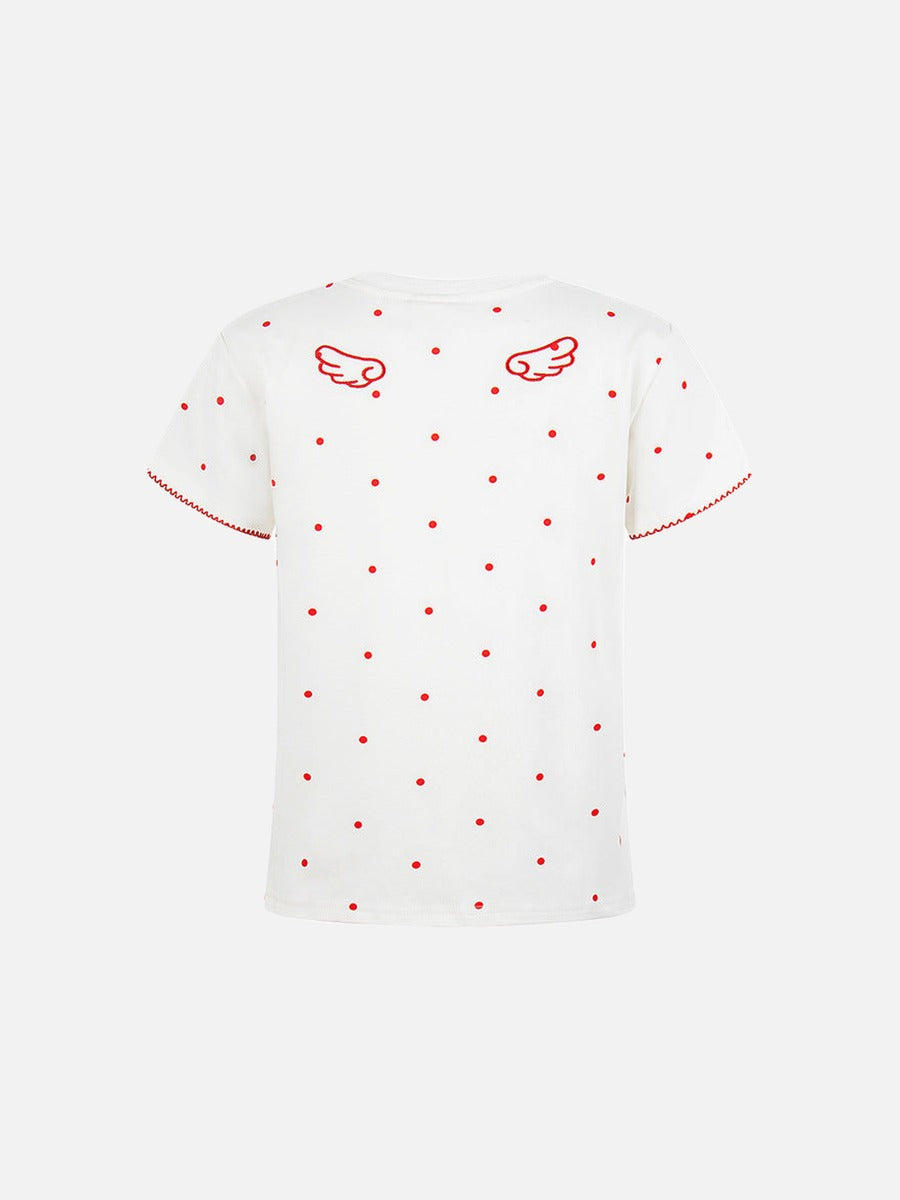 DAXUEN Polka dot pegasus graphic short-sleeved t-shirt