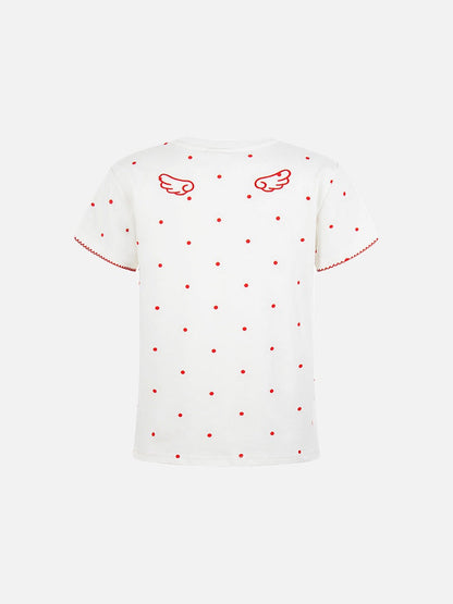 DAXUEN Polka dot pegasus graphic short-sleeved t-shirt