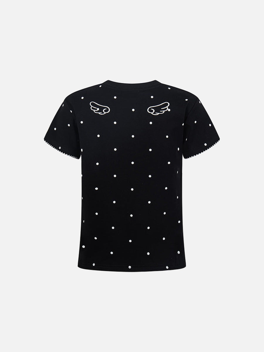 DAXUEN Polka dot pegasus graphic short-sleeved t-shirt