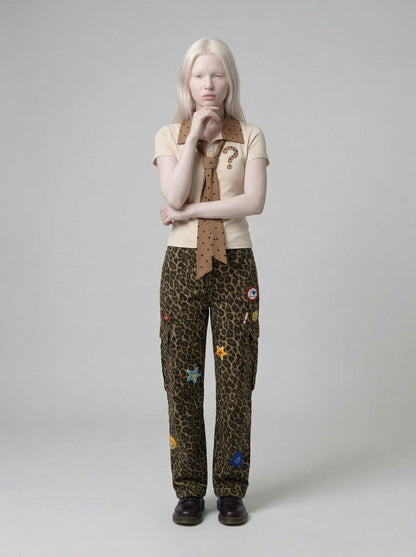 DAXUEN Polka dot question mark polo shirt — model photo