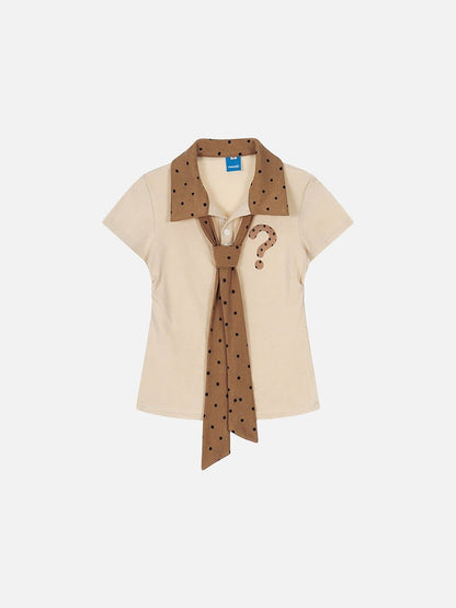 DAXUEN Polka dot question mark polo shirt