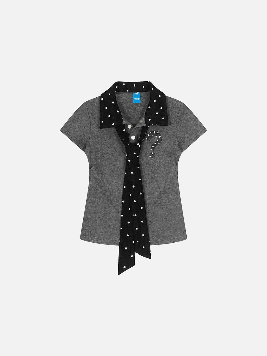 DAXUEN Polka dot question mark polo shirt