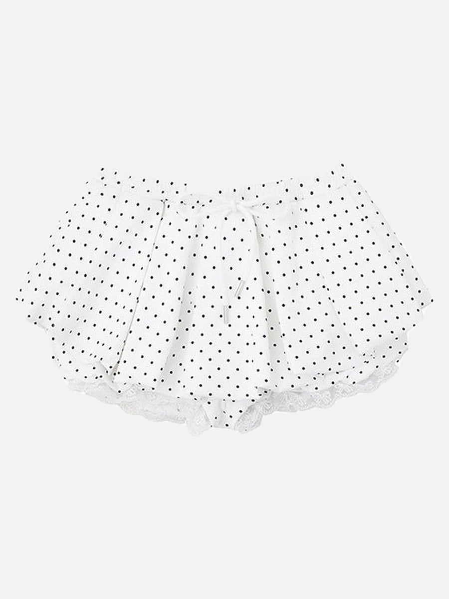 DAXUEN Women's polka dot ruffled lounge shorts