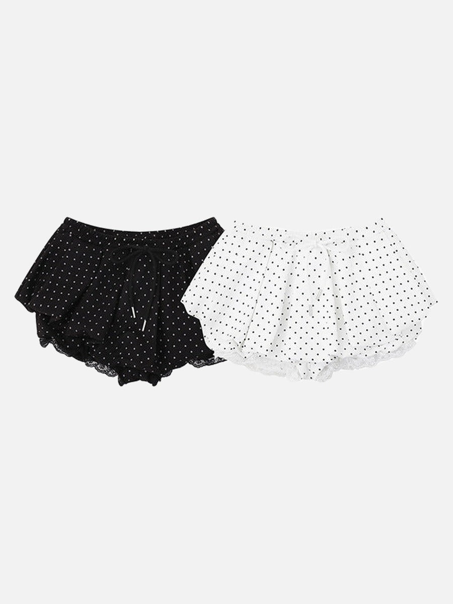 DAXUEN Women's polka dot ruffled lounge shorts