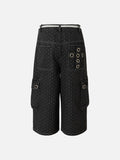 DAXUEN Dark grey wide-leg cropped cargo pants with polka dots