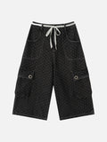 DAXUEN Dark grey wide-leg cropped cargo pants with polka dots