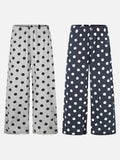 DAXUEN dark blue and grey polka dot wide-leg palazzo pants