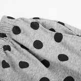 DAXUEN dark blue and grey polka dot wide-leg palazzo pants