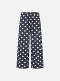 DAXUEN dark blue and grey polka dot wide-leg palazzo pants