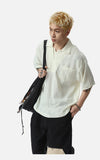 Textured Cream Short-Sleeve Polo Shirt