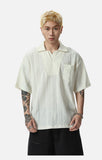 Textured Cream Short-Sleeve Polo Shirt