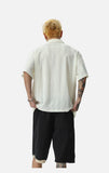 Textured Cream Short-Sleeve Polo Shirt