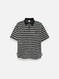 Edgy Striped Polo Shirt with Zip