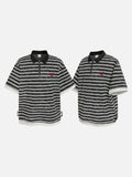 Edgy Striped Polo Shirt with Zip
