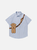 DAXUEN Poodle appliqué plaid button-up shirt