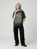 DAXUEN Graphic t-shirt featuring aliens at a pool party — model photo