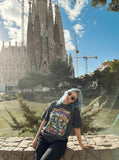 DAXUEN Graphic t-shirt featuring aliens at a pool party — model photo