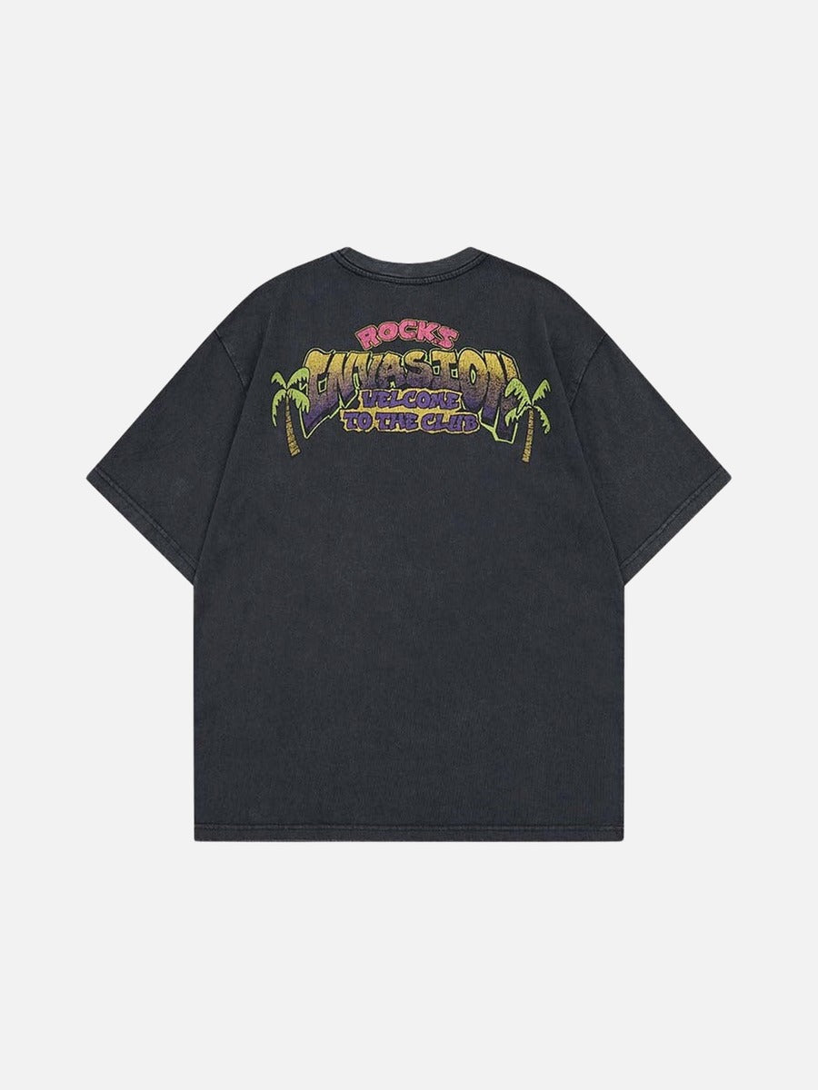 DAXUEN Graphic t-shirt featuring aliens at a pool party