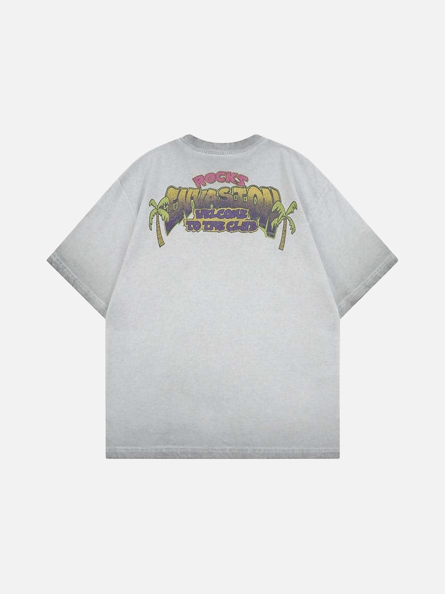 DAXUEN Graphic t-shirt featuring aliens at a pool party