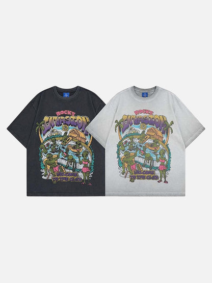 DAXUEN Graphic t-shirt featuring aliens at a pool party