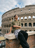 DAXUEN washed cotton oversized stylized male profile graphic tee — model photo