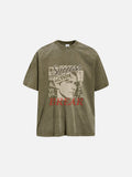 DAXUEN dark grey oversized profile face graphic tee