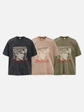 DAXUEN dark grey oversized profile face graphic tee