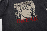 DAXUEN dark grey oversized profile face graphic tee