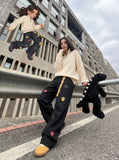 DAXUEN cream cable knit quarter-zip pullover sweater — model photo