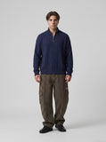 DAXUEN cream cable knit quarter-zip pullover sweater — model photo
