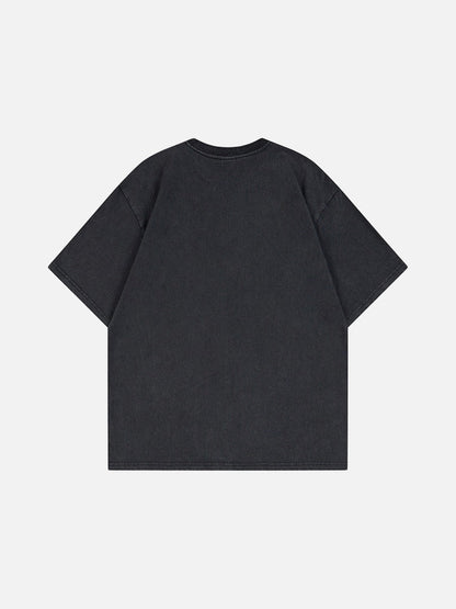 DAXUEN Loose-fit graphic T-shirt with distressed print