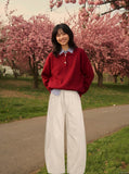 DAXUEN Oversized wide-leg pants with puddle effect — model photo