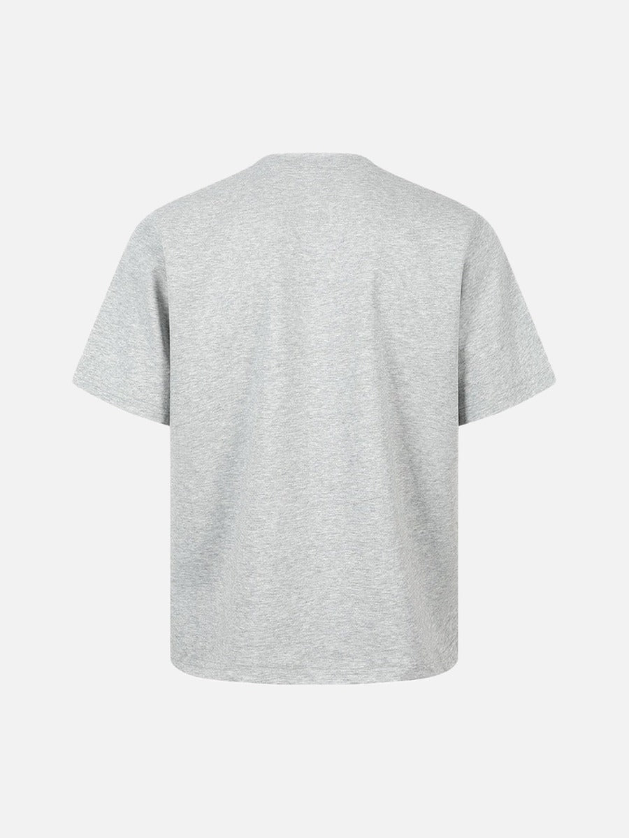 DAXUEN Heather grey short-sleeved T-shirt with punk cat graphic