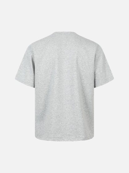 DAXUEN Heather grey short-sleeved T-shirt with punk cat graphic