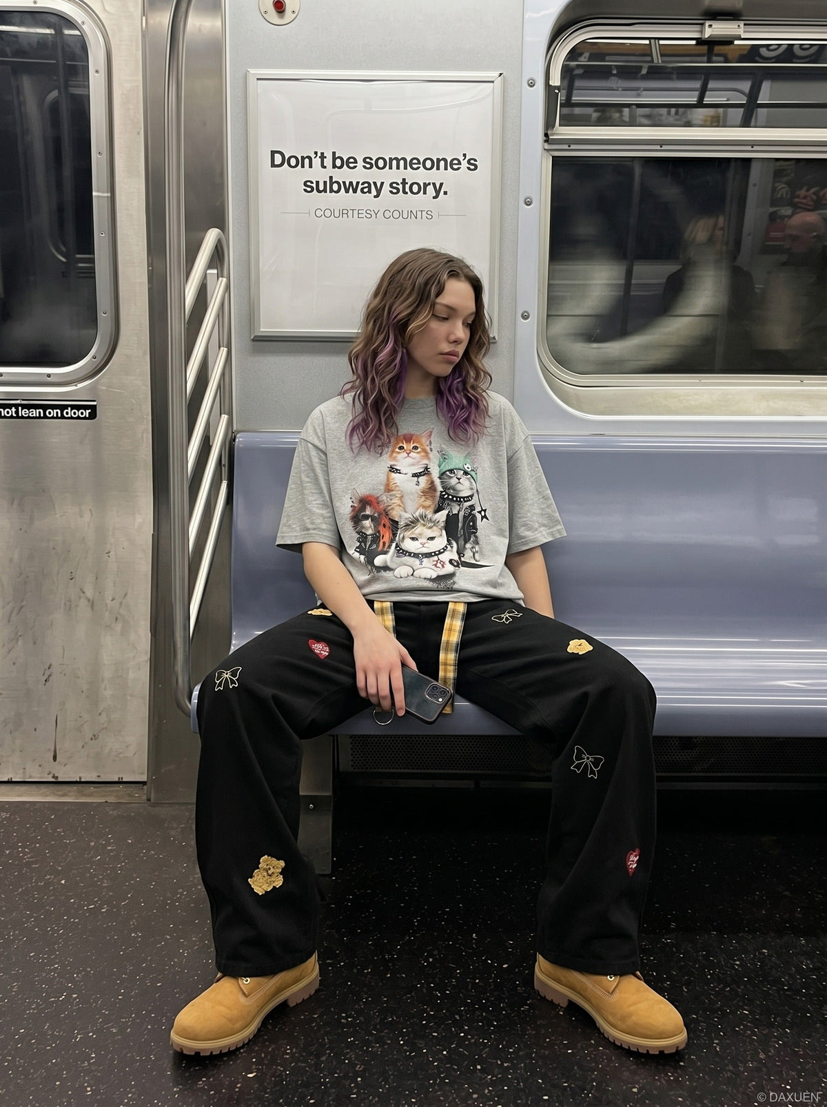 DAXUEN punk-cat-graphic-t-shirt-short-sleeve — model photo