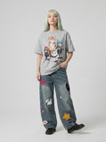DAXUEN punk-cat-graphic-t-shirt-short-sleeve — model photo
