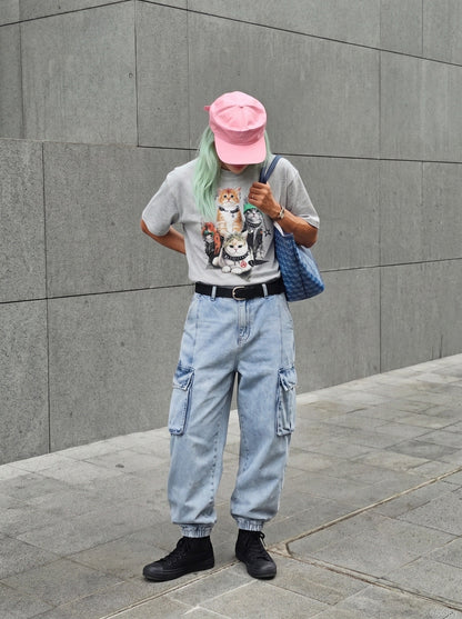 DAXUEN punk-cat-graphic-t-shirt-short-sleeve — model photo