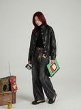 DAXUEN Punk distressed wide-leg overalls — model photo