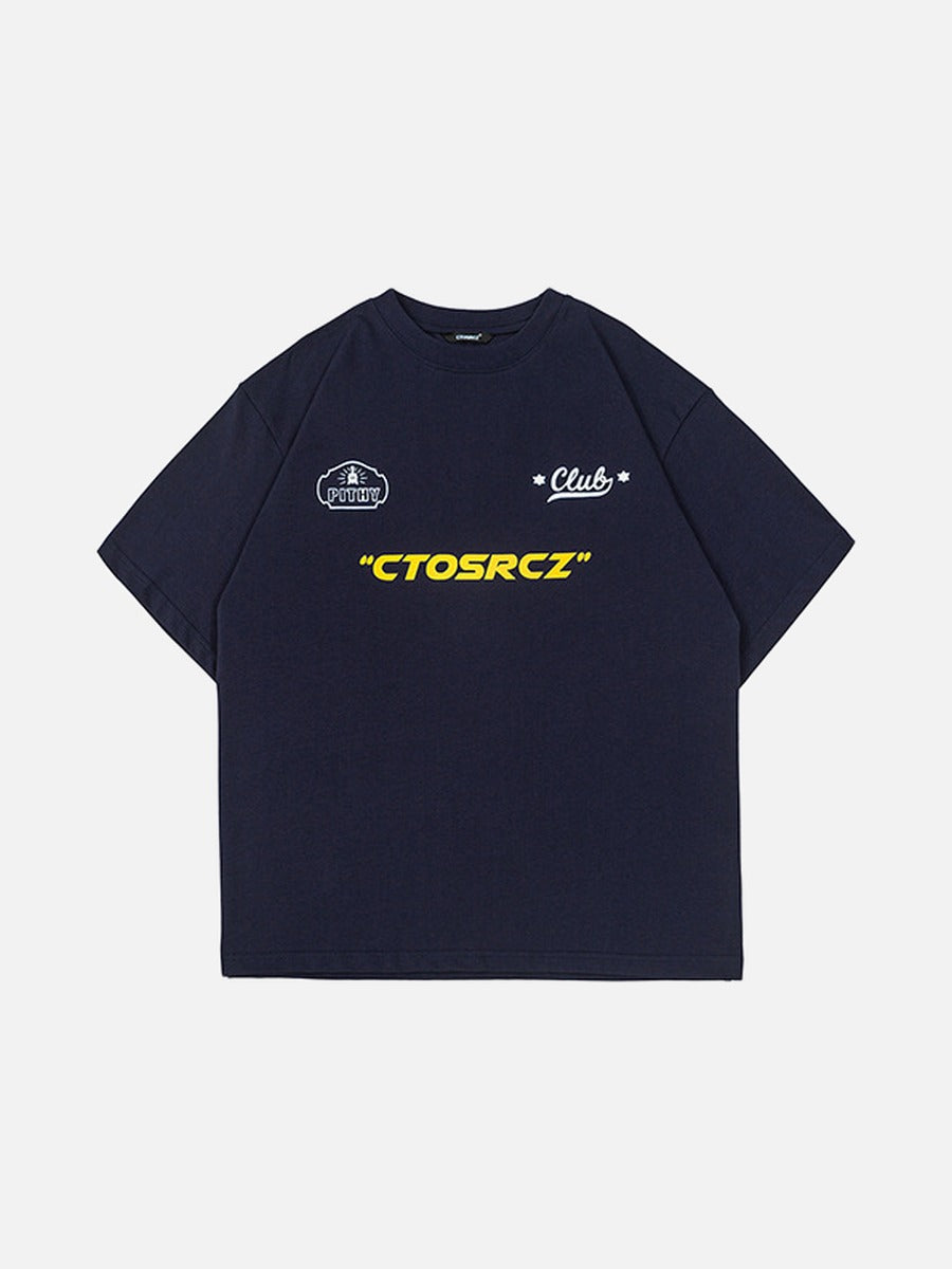 DAXUEN navy blue PUNK emblem short-sleeve t-shirt