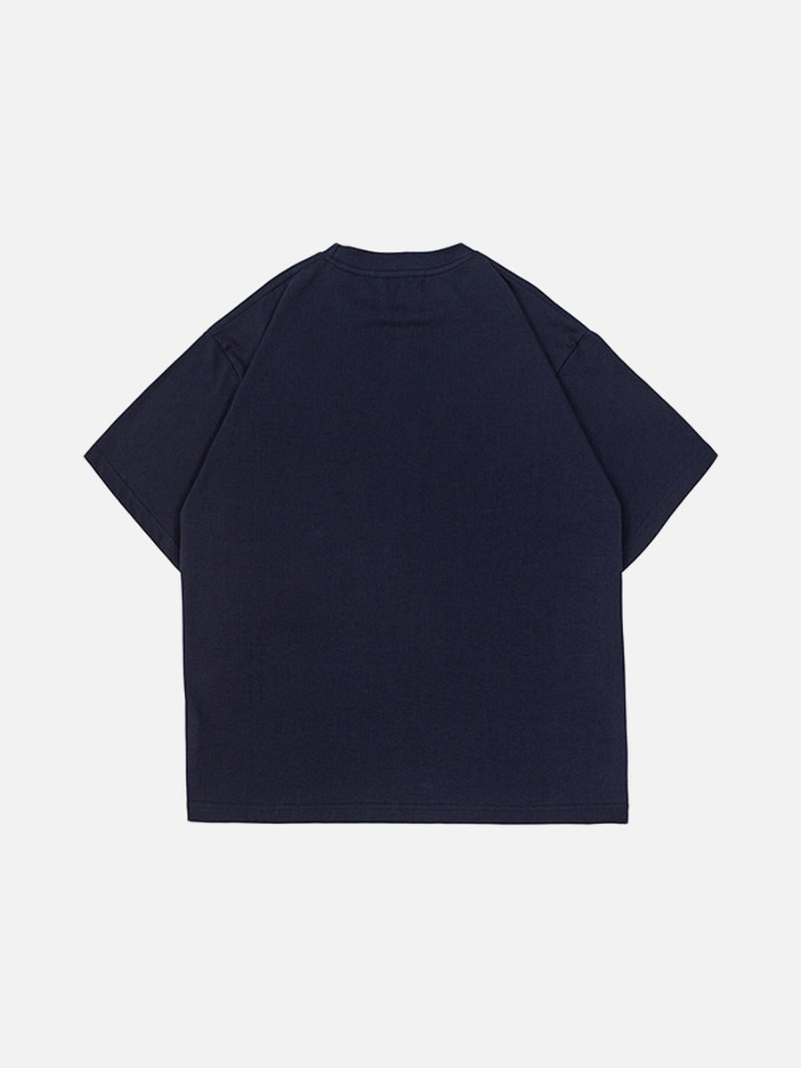 DAXUEN navy blue PUNK emblem short-sleeve t-shirt