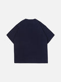 DAXUEN navy blue PUNK emblem short-sleeve t-shirt